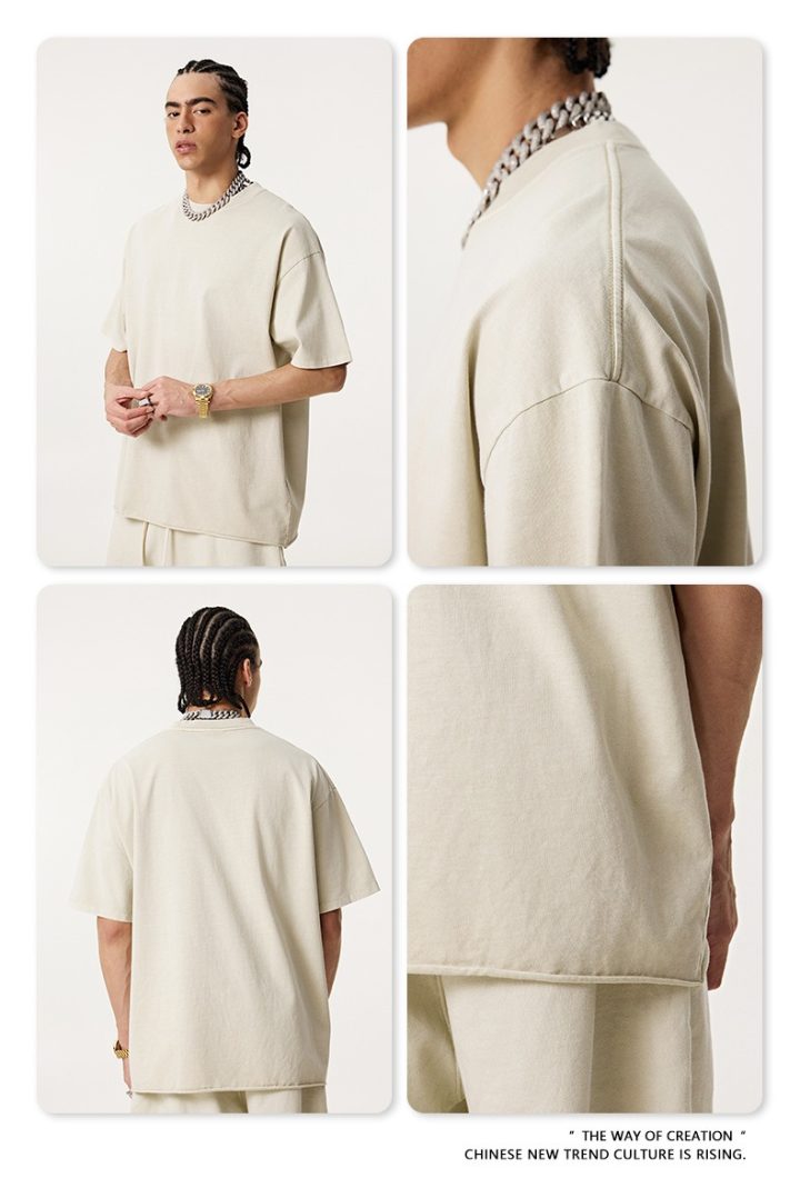 Men’s Cotton Loose Fit Crew Neck Drop Shoulder T-Shirt