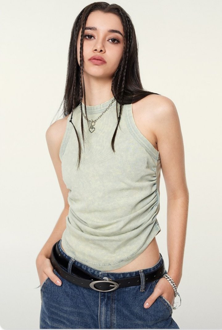 Women’s Ruched Slim Fit Sleeveless Tank Top